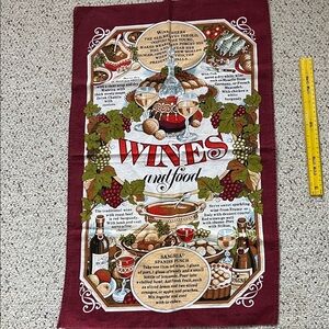 Vintage Wine-Themed Tea Towel